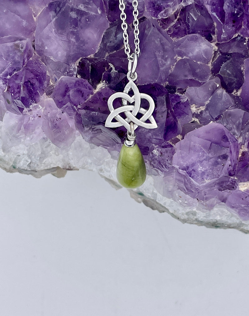 Connemara Sister's/Family Knot Necklace (HM127) Heart and Trinity Handmade Ireland Stone pendant