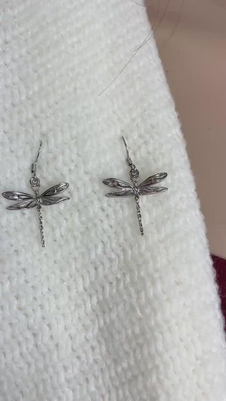 Ribbon of Life Dragonfly Dangle Earrings (s275) Celtic Dragonfly,  Highland Dragonfly